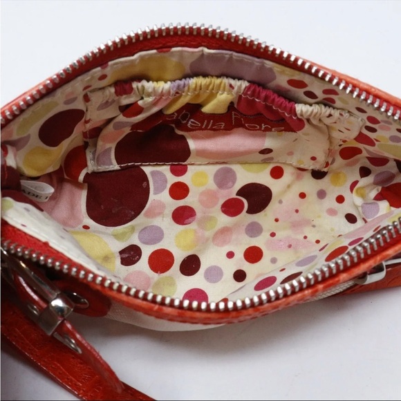 ISABELLA FIORE canvas and crocodile-embossed orange/red leather GORGEOUS vintage - Picture 3 of 8